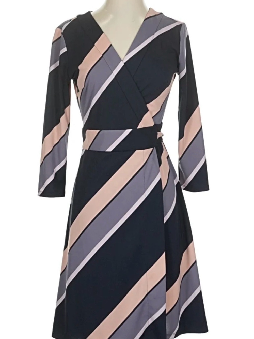 Ann Taylor Crepe Wrap Dress / Pink Blush, Navy blue, Black / Petite size 00P